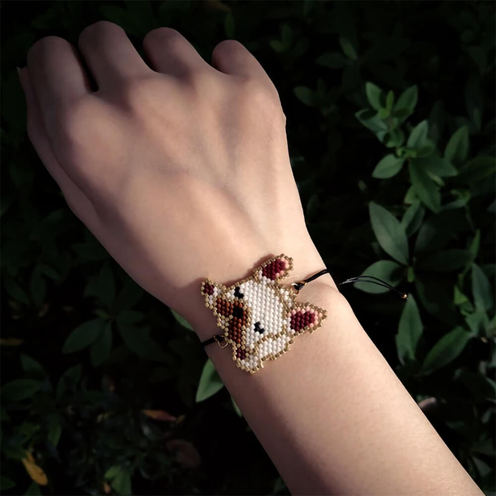 French Bulldog Pixel Beads Bracelet