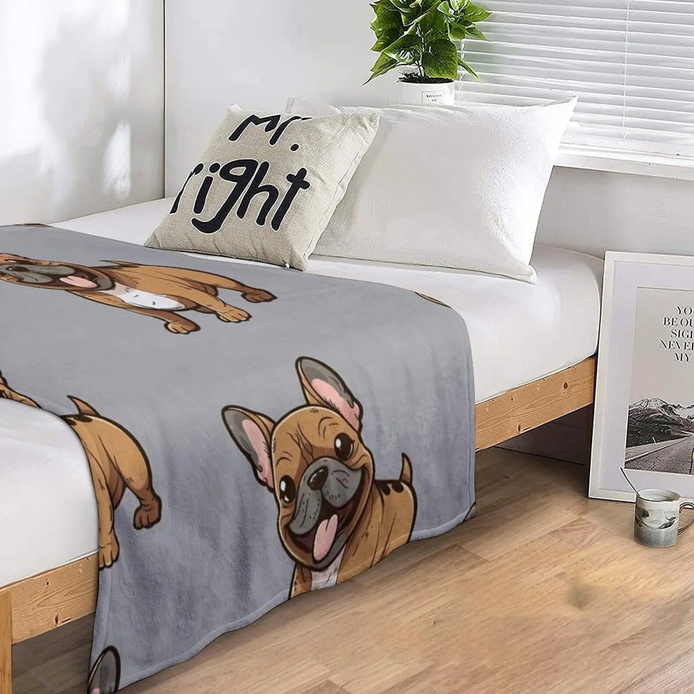Cute Cartoon French Bulldog Blanket - French Bulldog Store