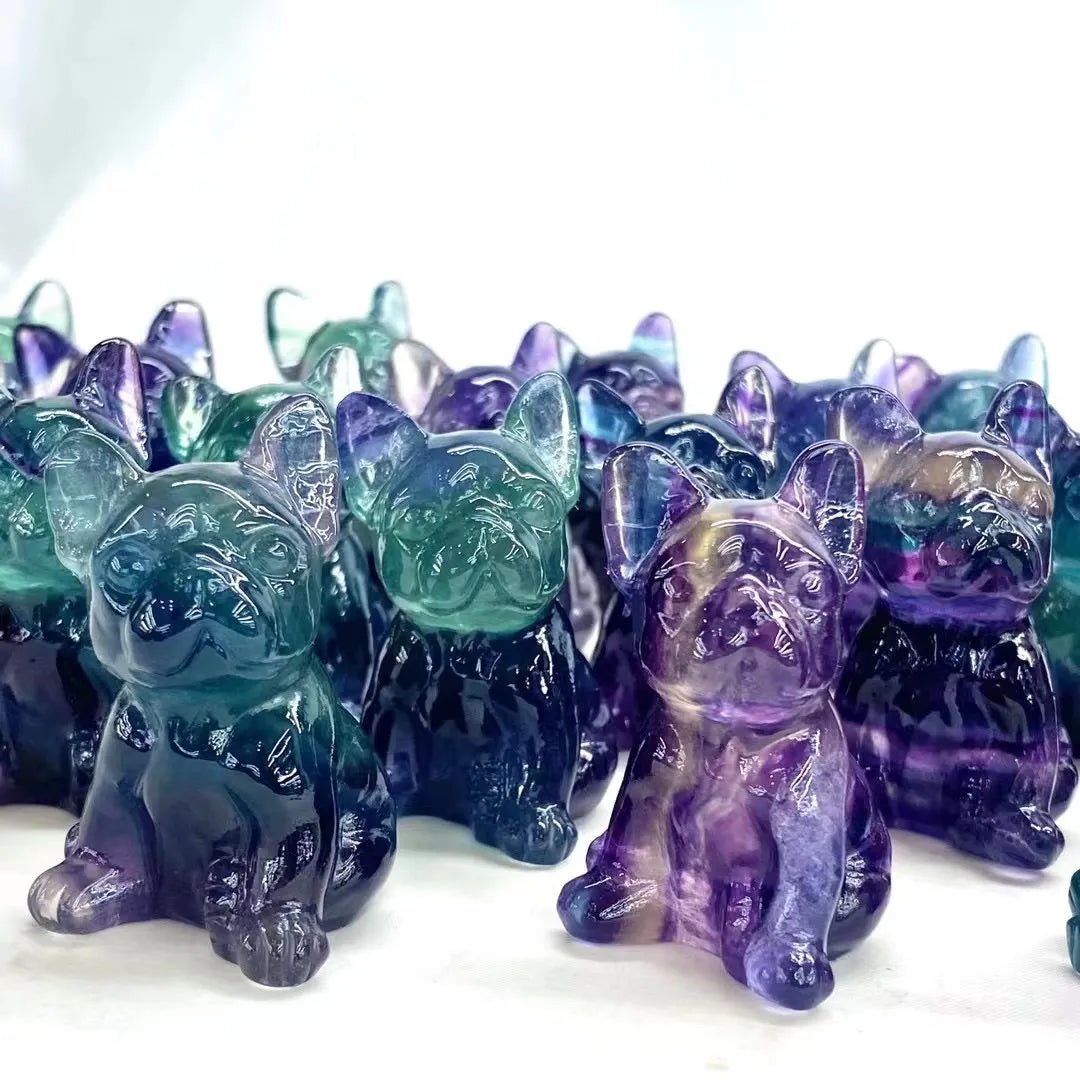 Hand Made Purple Fluorite French Bulldog Figurine - French Bulldog Store