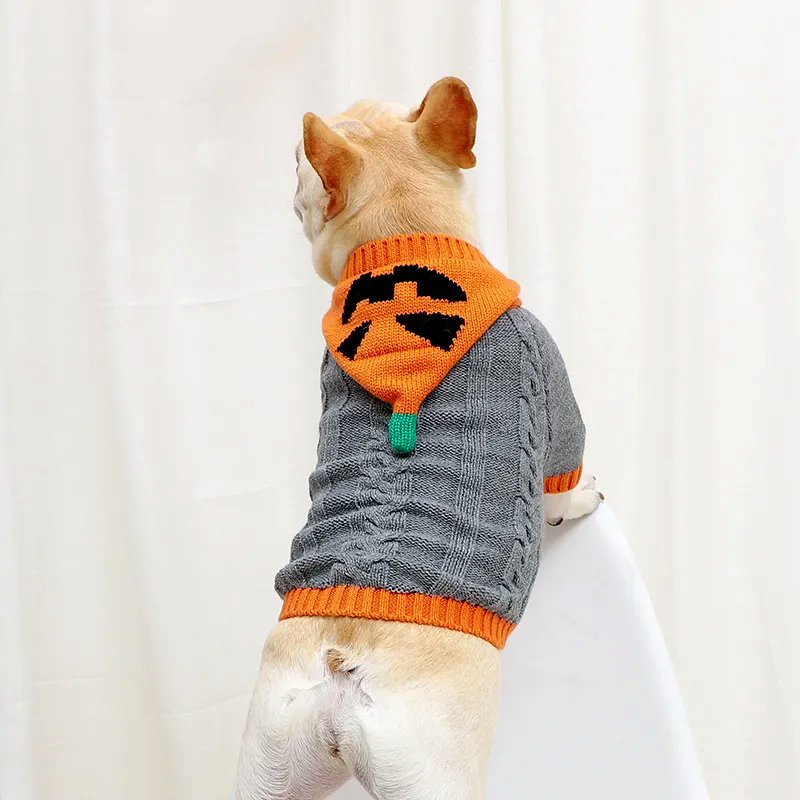 Knitted Pumpkin French Bulldog Sweater - French Bulldog Store