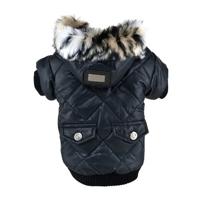 Quilted Fur Hooded French Bulldog Jacket - French Bulldog Store