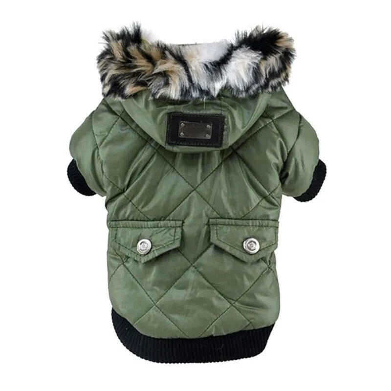 Quilted Fur Hooded French Bulldog Jacket - French Bulldog Store