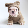 Load image into Gallery viewer, Cream French Bulldog puppy posing and wearing brown SnugFeel™ French Bulldog Jumpsuit