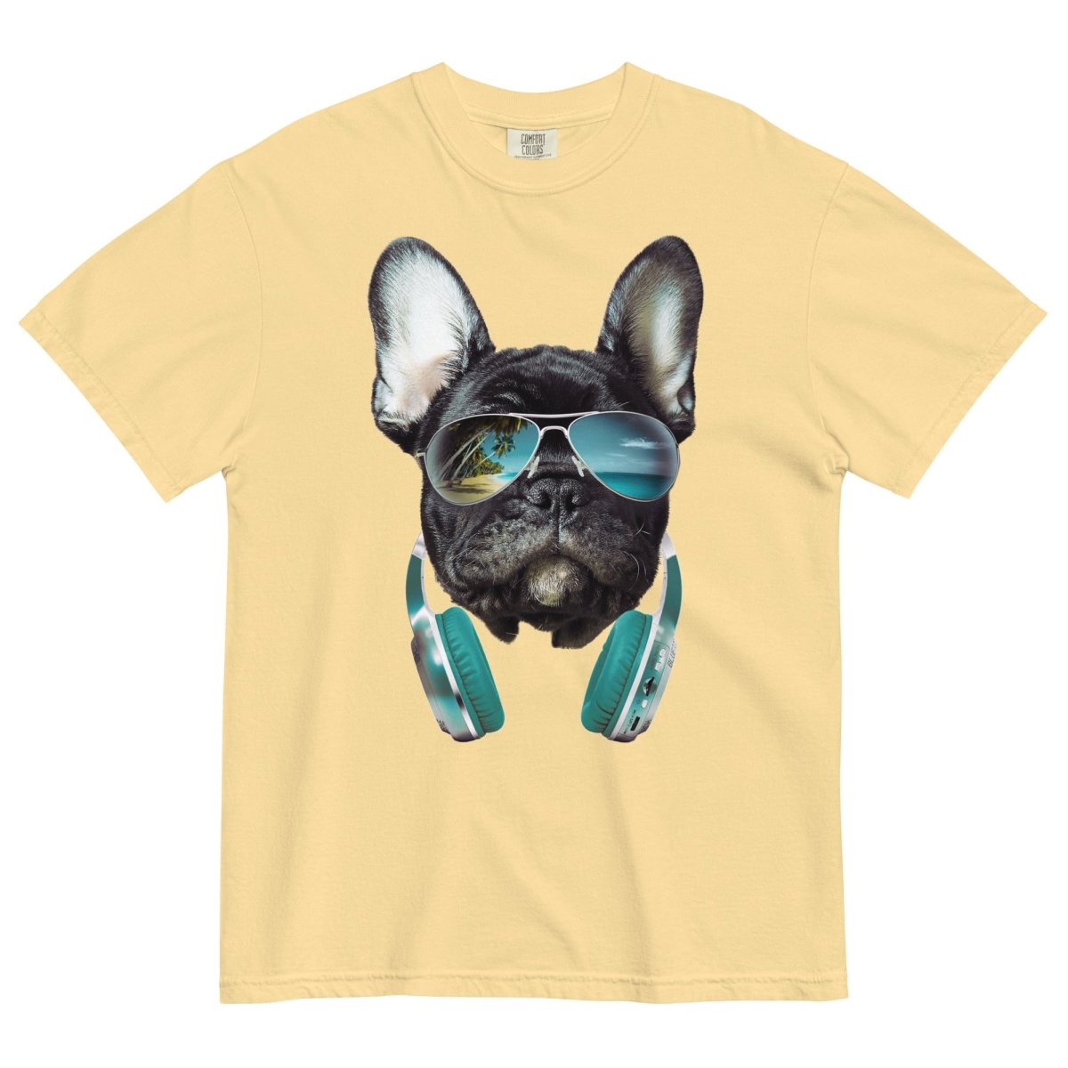 Tropical Summer Unisex Garment-Dyed Frenchie T-shirt - French Bulldog Store