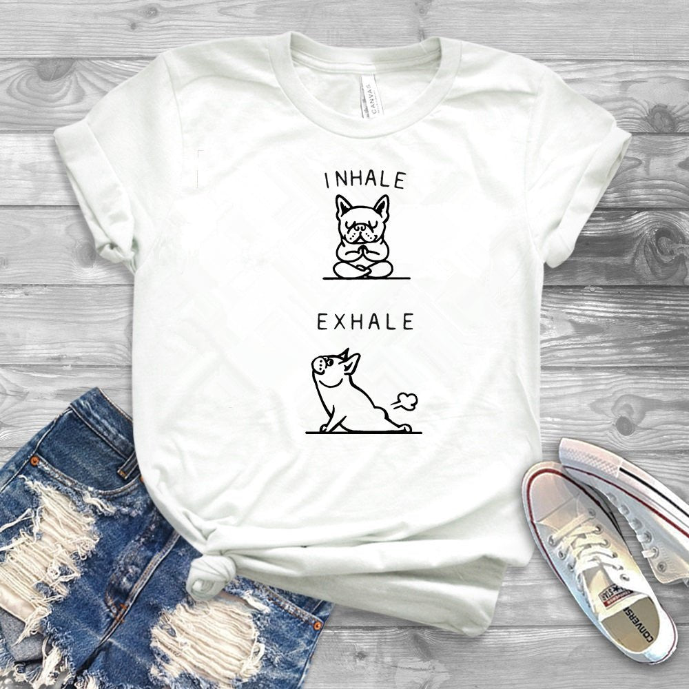 Yoga Inhale-Exhale French Bulldog T-shirt - French Bulldog Store